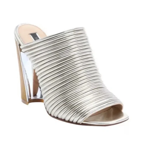 Rachel Zoe Metallic Leather Seneca Mules 7.5 - Picture 2 of 7
